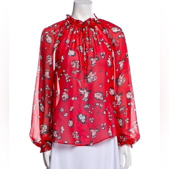Veronica Beard Tops - VERONICA BEARD Floral Silk Top, Size 6